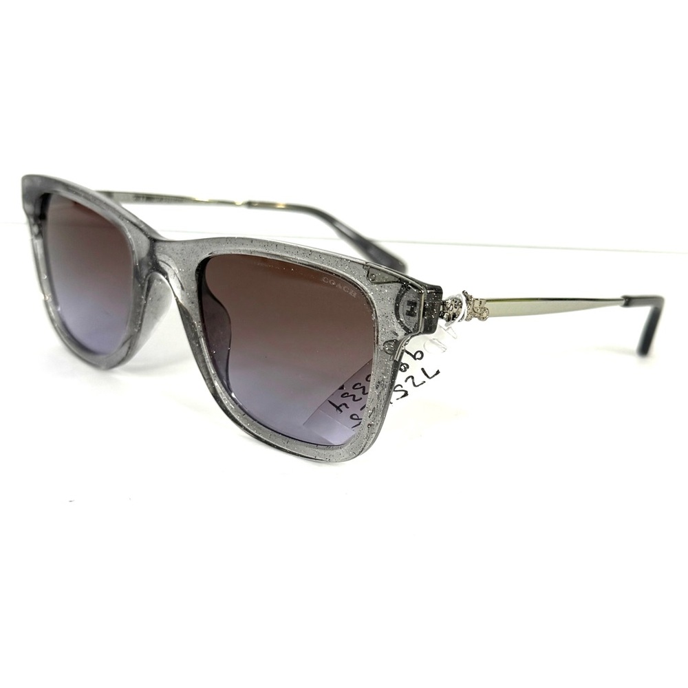 COACH Transparent Grey Glitter Sunglasses HC8279U 556968 NEW 51mm - Picture 7 of 15